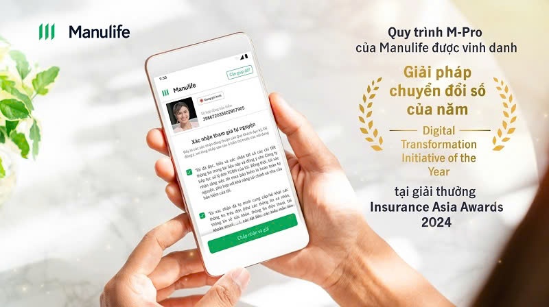 Quy trình M-Pro của Manulife được vinh danh giải pháp chuyển đổi số của năm tại giải thưởng Insurance Asia Awards 2024. Ảnh: Hằng Nguyễn